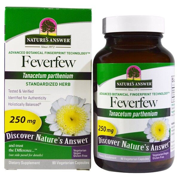 Nature's Answer, Feverfew, Standardized , 250 mg, 90 Vegetarian s