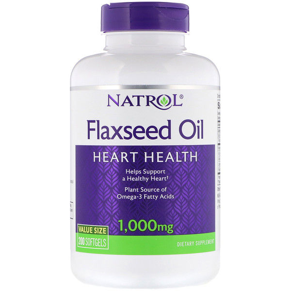 Natrol, Flaxseed Oil, Heart Health, 1,000 mg, 200 Softgels