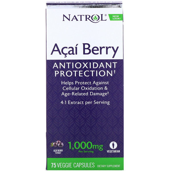 Natrol, Acai Berry, 1,000 mg, 75 Veggie Caps