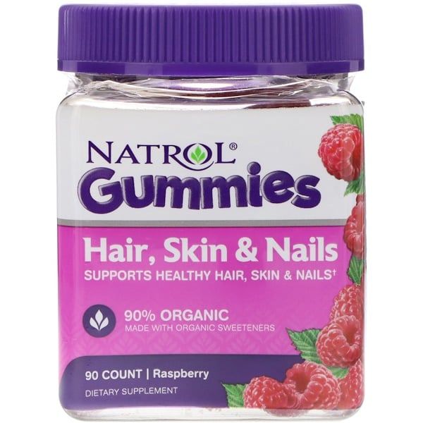 Natrol, Gummies, Hair, Skin & Nails, Raspberry, 90 Count 180 Count (2x90)