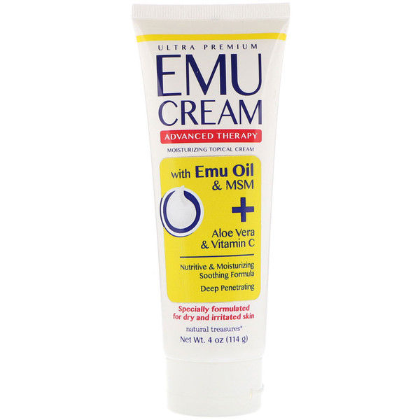 Natural Treasures, Emu Cream with Emu Oil & MSM + Aloe Vera & Vitamin C, 4 oz (114 g)
