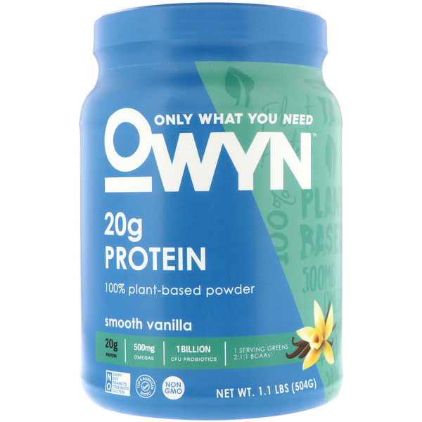 OWYN, Protein, 100% Plant-Based Powder, Smooth Vanilla, 1.1 lbs (504 g)