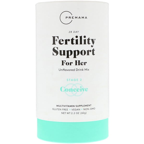 Premama, Fertility Support for Her, Unflavored Drink Mix, 28 Packets, 2.2 oz (62 g) 56 Count (2x28)