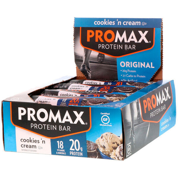 Promax Nutrition, Energy Bars, Cookies 'N Cream, 12 Bars, 2.64 oz (75 g) Each (Discontinued Item)
