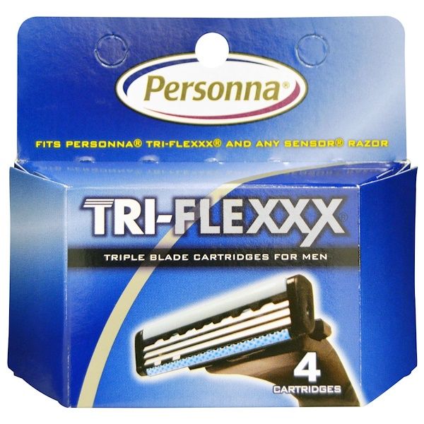 Personna Razor Blades, Tri-Flexxx, Triple Blade Cartridges for Men, 4 Cartridges 4 Count
