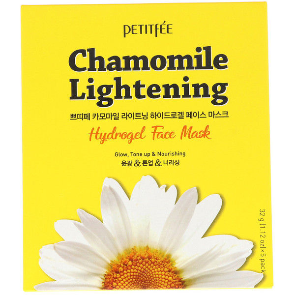 Petitfee, Chamomile Lightening, Hydrogel Face , 5 Pack, 1.12 oz (32 g) Each 10 Count (2x5)