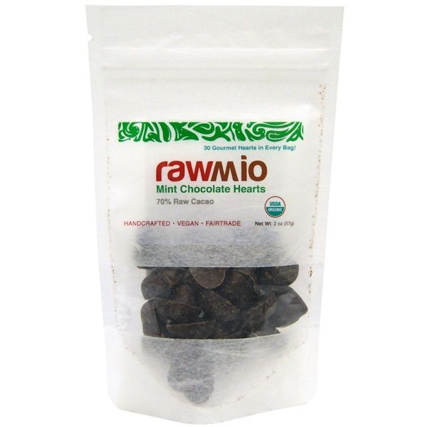 Rawmio, Mint Chocolate Hearts, 2 oz (57 g)
