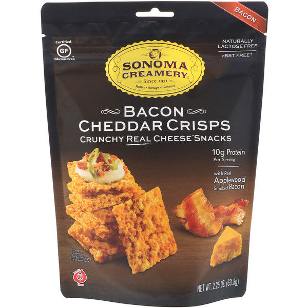Sonoma Creamery, Cheddar Crisps, Bacon, 2.25 oz (63.8 g)