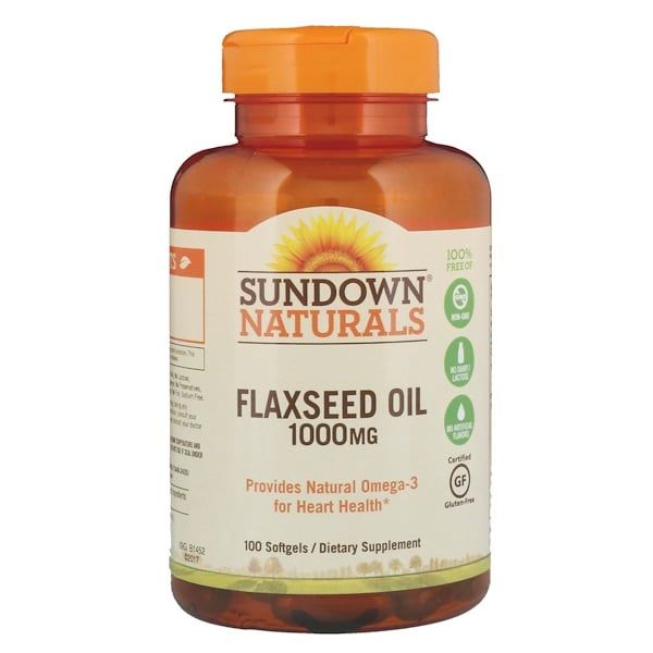 Sundown Naturals, Flaxseed Oil, 1,000 mg, 100 Softgels 100 Count