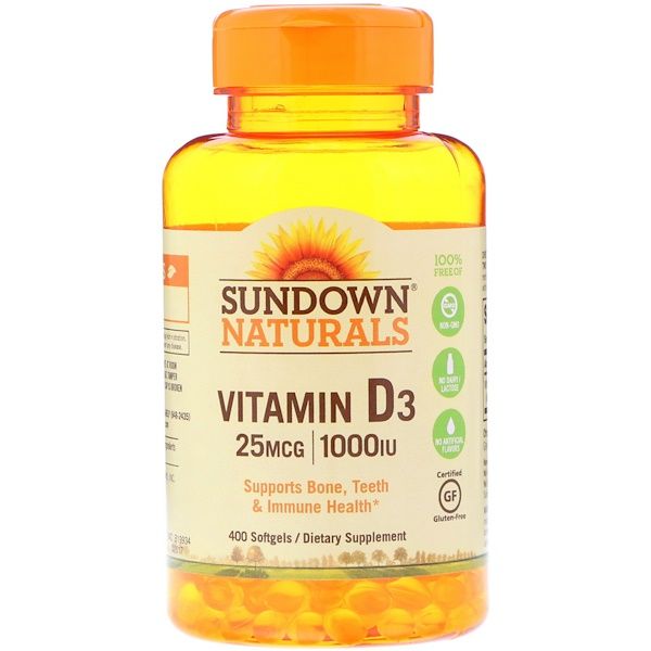 Sundown Naturals,  D3, 25 mcg (1,000 IU), 400 Softgels 800 Count (2x400)