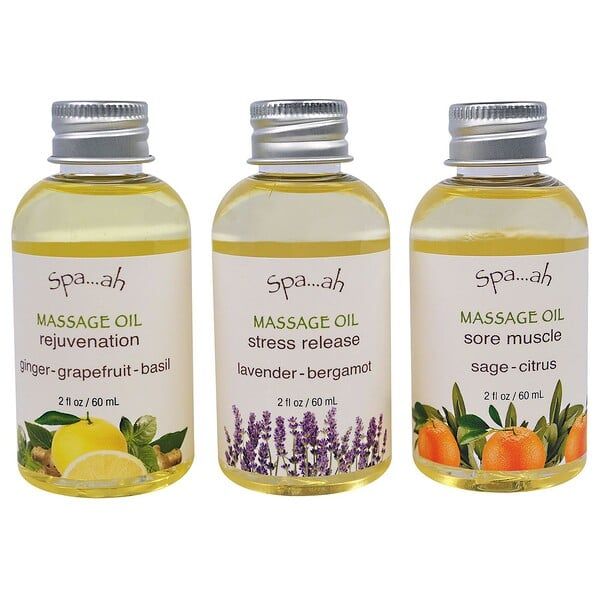 Smith & Vandiver, Spa...ah, Massage Oils Sampler, 3 Piece Set, 2 fl oz (60 ml) Each 2 Count (2x1)