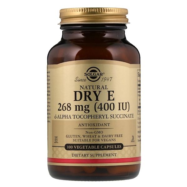 Solgar, Natural Dry E, 268 mg (400 IU), 100 Vegetable s 100 Count