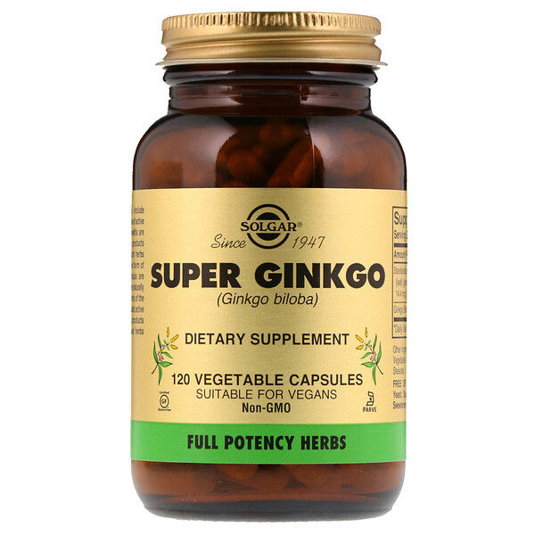 Solgar, Super Ginkgo, 120 Vegetable s 120 Count