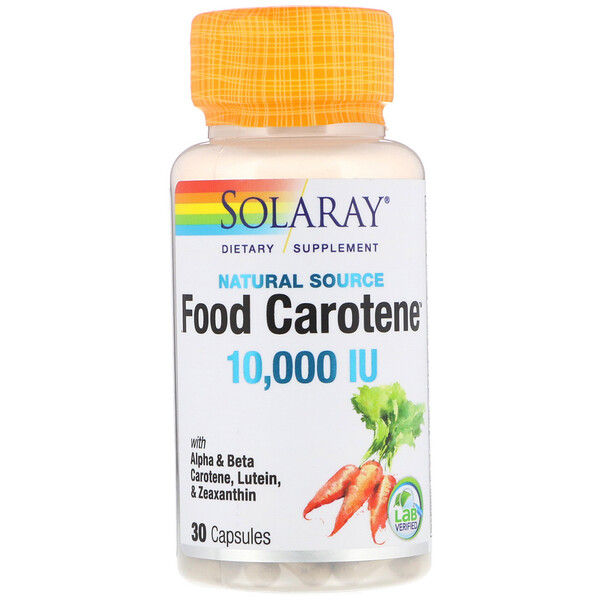 Solaray, Food Carotene, Natural Source, 10,000 IU, 30 s 30 Count