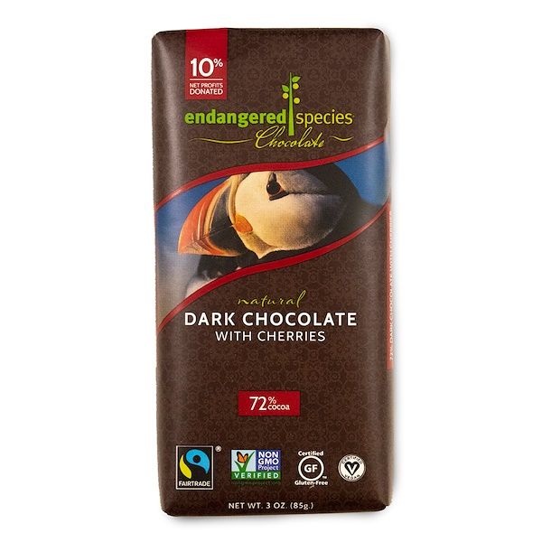 Endangered Species Chocolate, Natural Dark Chocolate with Cherries, 3 oz (85 g)