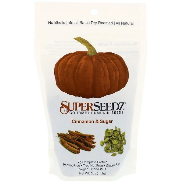 SuperSeedz, Gourmet Pumpkin Seeds, Cinnamon & Sugar, 5 oz (142 g)