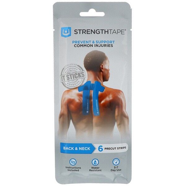 Strengthtape, Kinesiology Tape, Back & Neck, 6 Precut Strips 12 Count (2x6)