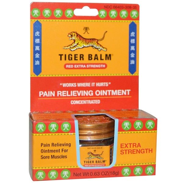 Tiger Balm, Pain Relieving Ointment, Extra Strength, .63 oz (18 g)