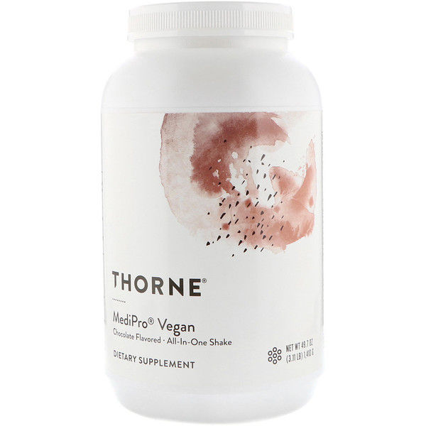 Thorne Research, Medipro Vegan, All-In-One Shake, Chocolate, 3.10 lbs (1,410 g)