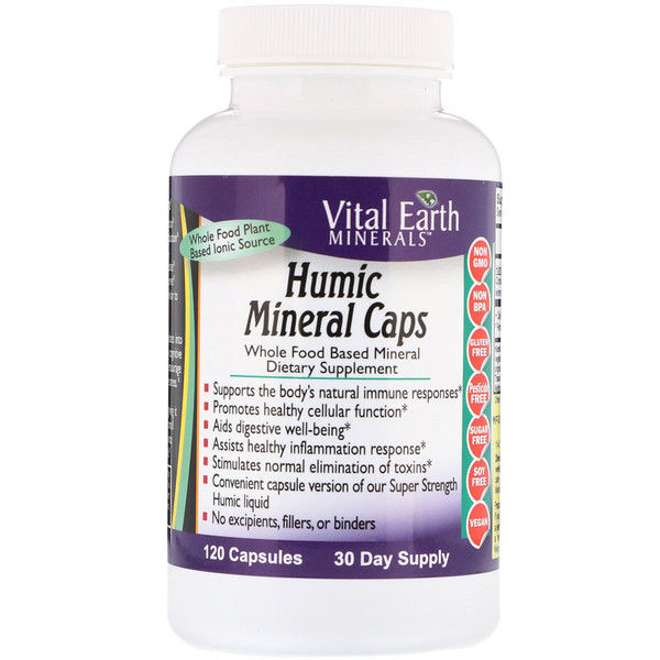 Vital Earth Minerals, Humic Mineral Caps, 120 Capsules 240 Count (2x120)