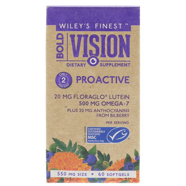 Wiley's Finest, Bold Vision, Proactive, 550 mg, 60 Softgels 120 Count (2x60)