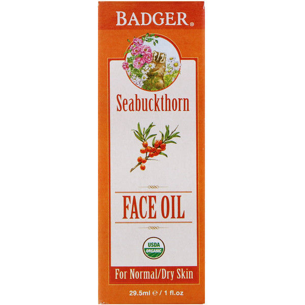 Badger Company, Organic Face Oil, Seabuckthorn, For Normal/Dry Skin, 1 fl oz (29.5 ml)