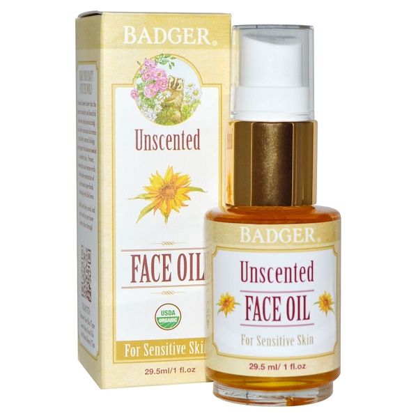 Badger Company, Face Oil, Unscented, For Sensitive Skin, 1 fl oz (29.5 ml)