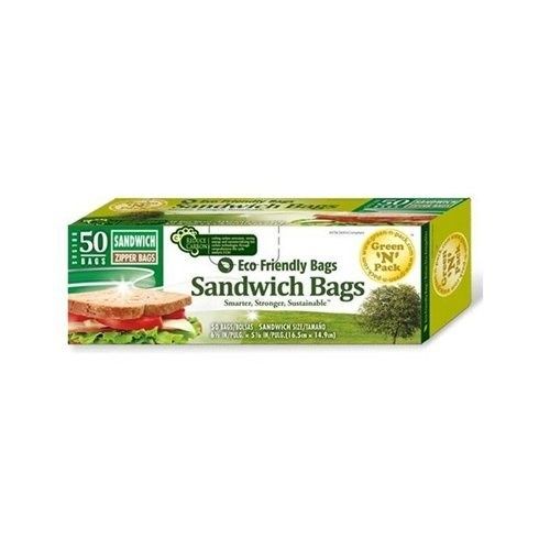 Eco-Friendly Bags, Green-N-Pack Zipper Sandwich Bags - 50 Pack