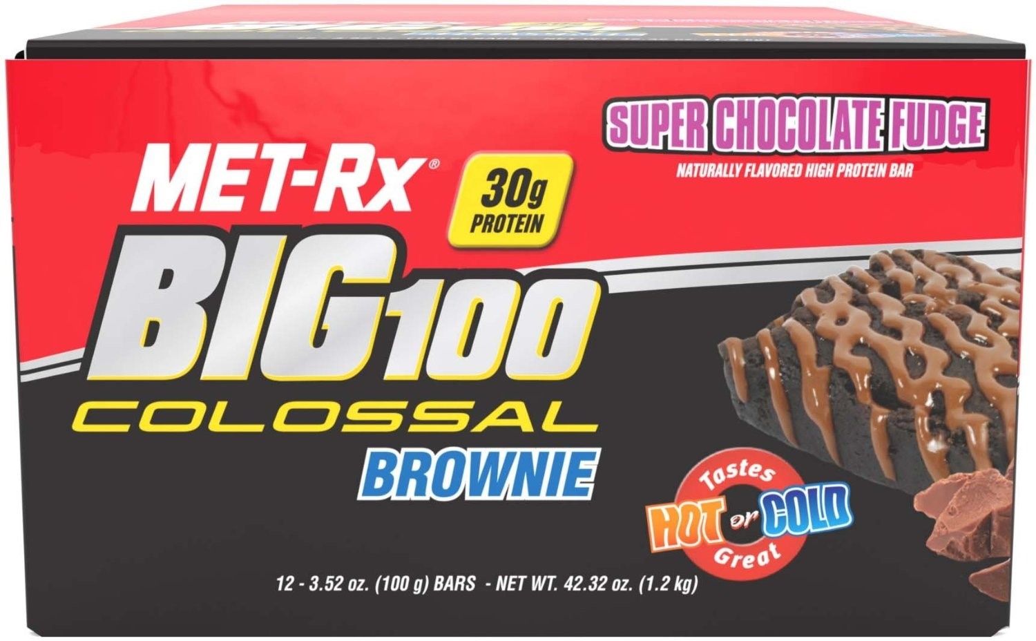 Met-Rx Big100 Colossal High Protein Brownie Super Chocolate Fudge Bar 100G X 12