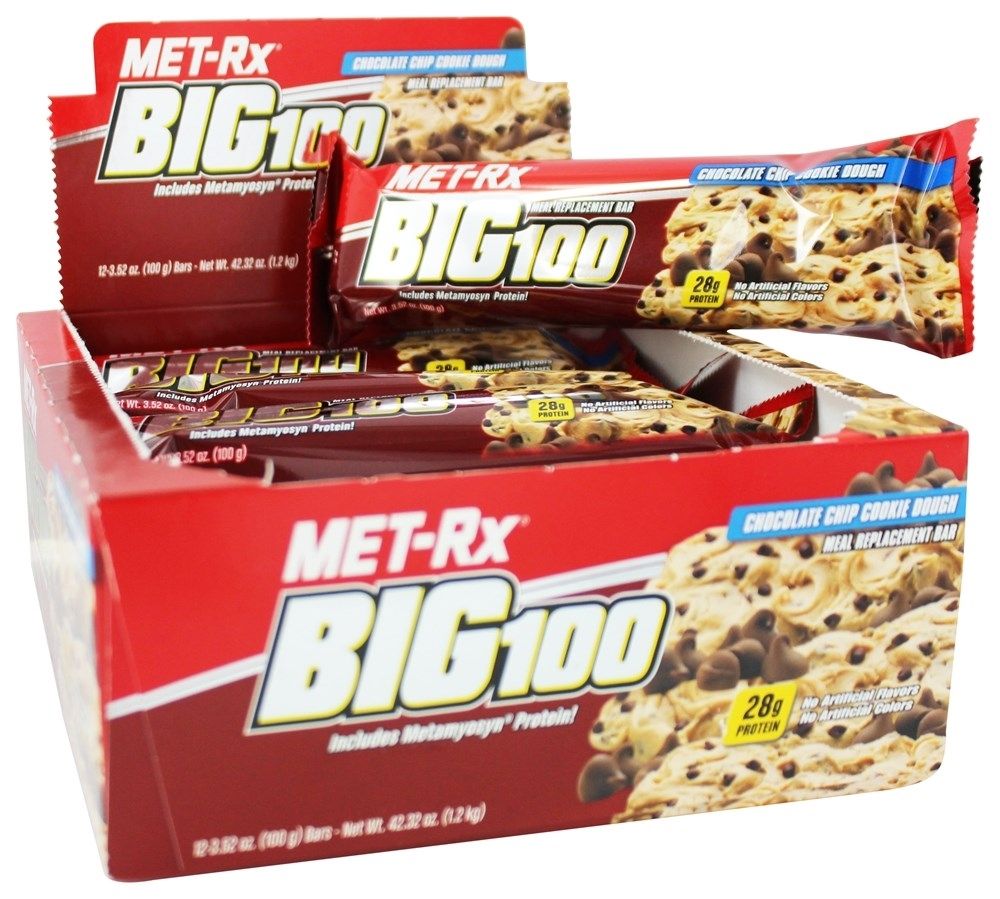 Met-Rx Big 100 Colossal Meal Replacement Rocky Road Cookie Dough 12 Protein Bars