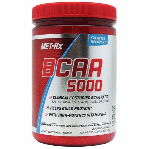 Met-Rx Bcaa 5000 Powder Unflavored Exercise Recovery Supplement Powder 0.66 Lb