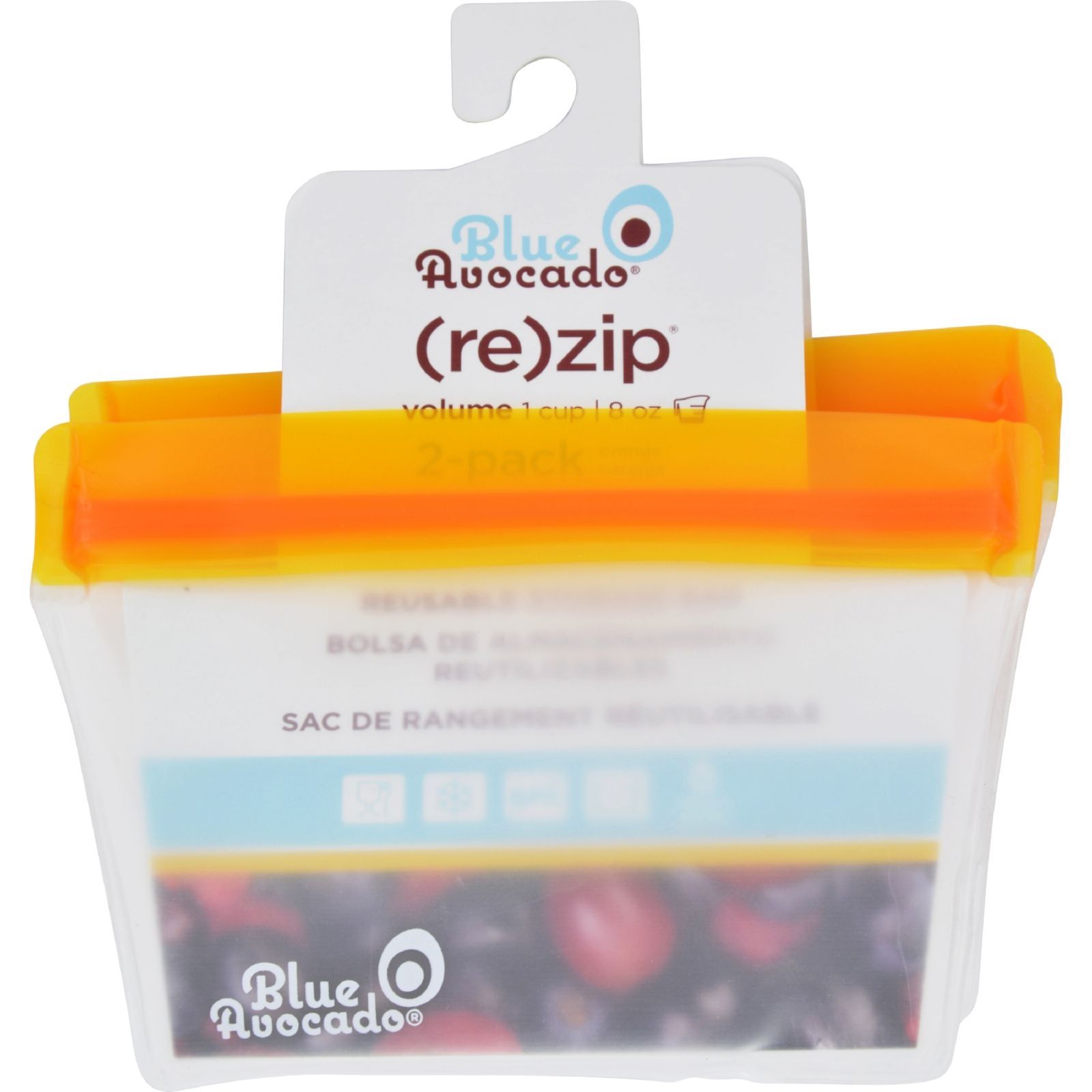 Blue Avocado Bag - Re-Zip - 1 Cup - Orange - 2 Pack