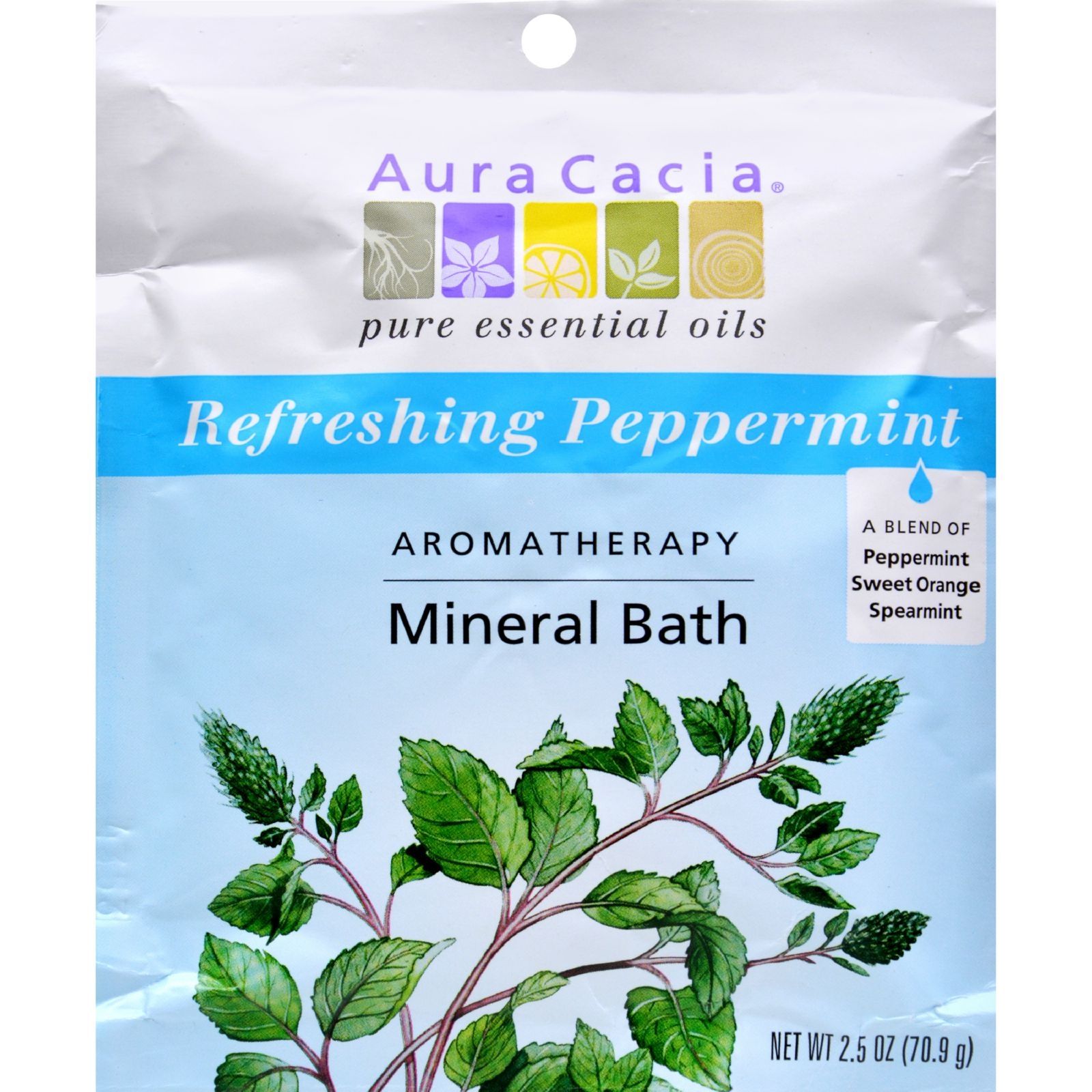 Aura Cacia Aromatherapy Mineral Bath Peppermint Harvest - 2.5 Oz