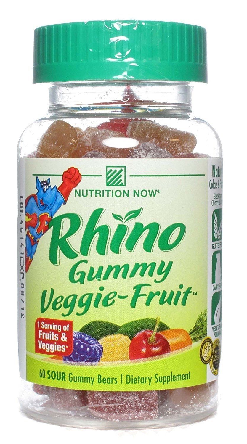 tion Now Rhino Veggie-Fruit Bears Sour - 60 Chewables