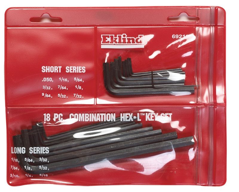 Eklind Tool  Assorted  Sae  Long And Short Arm  Hex Key Set  Multi-Size In. 18 Pc.