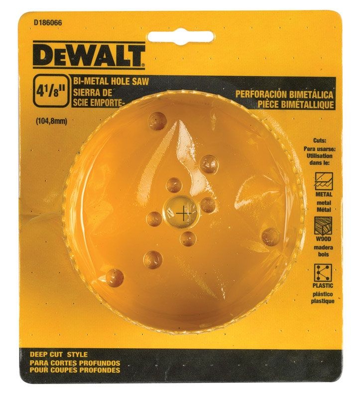 Dewalt  4-1/8 In. Dia. X 1.75 In. L Bi-Metal  Hole Saw  1/2 In. 1 Pc.