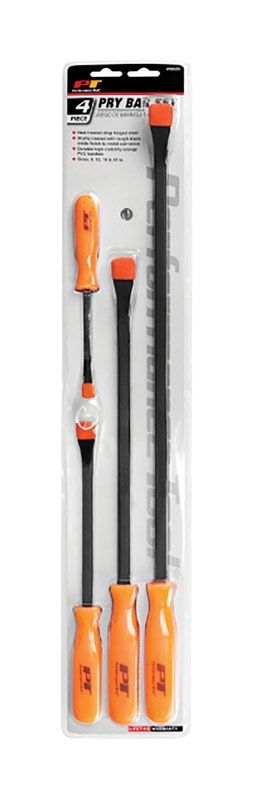 Performance Tool  Assorted In. L X 1.20 In. W Steel  Pry Bar Set  Orange  4 Pk