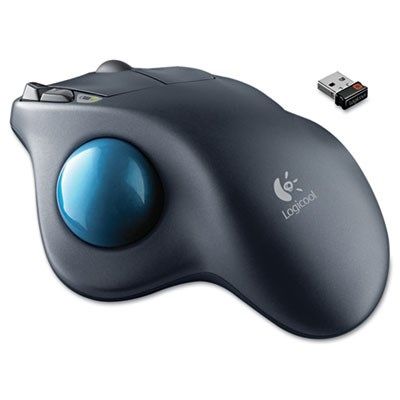 Logitech, Inc., M570 Wireless Trackball, Four Buttons, Scroll, Black/Blue