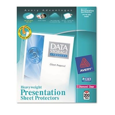 Avery-Dennison, Top-Load Poly Sheet Protectors, Heavy, Letter, Diamond Clear, 200/Box