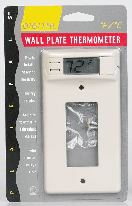 Plate Pals  Ivory  1 Gang Plastic  Gfci/Rocker  Wall Plate Thermometer  1 Pk