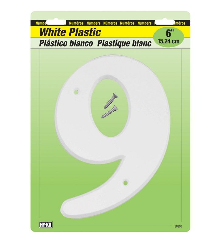 Hy-Ko  6 In. Plastic  White  9  Number  ing Screws