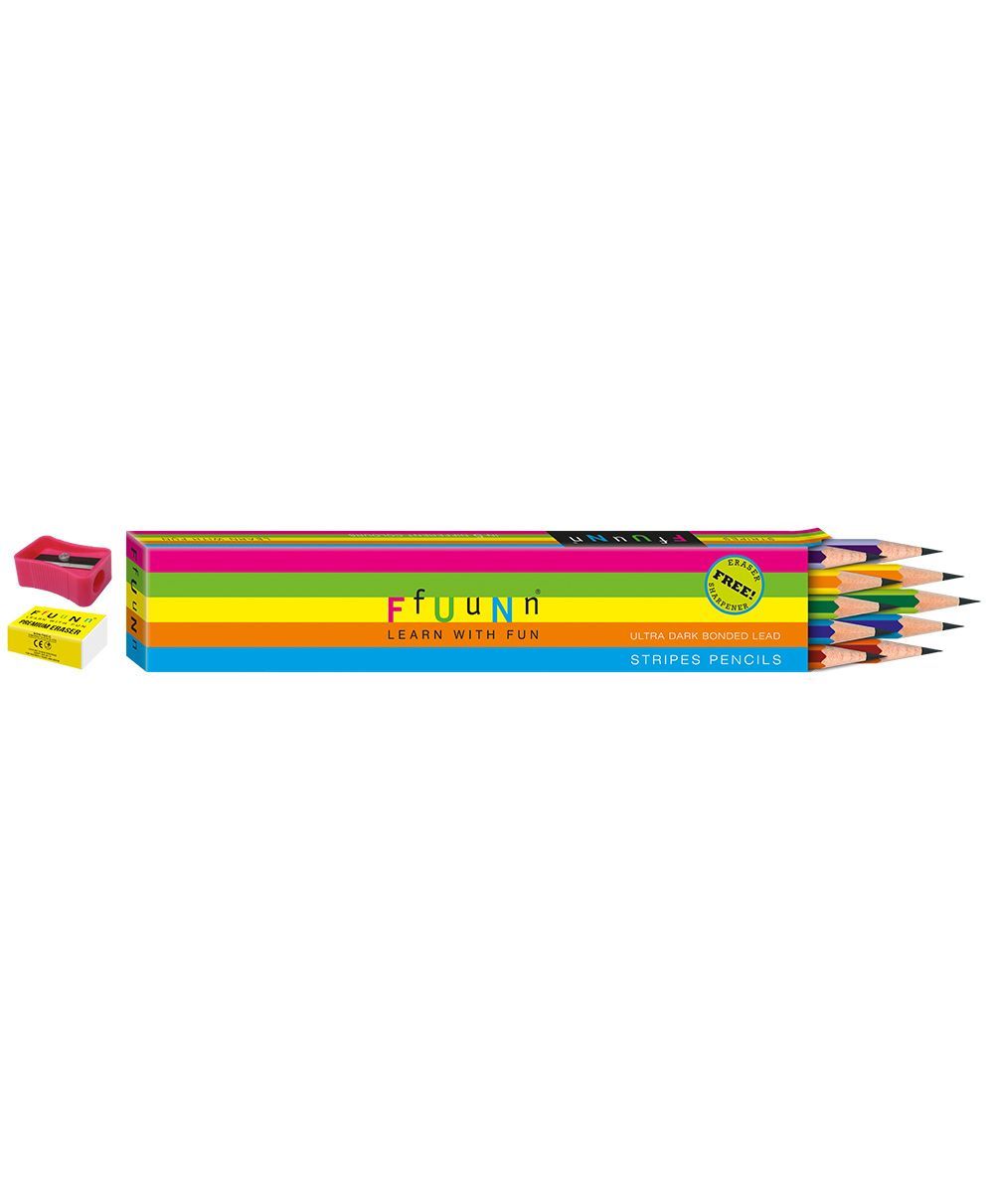 FfUuNn Stripes Design Pencil With Eraser Tip Multicolor