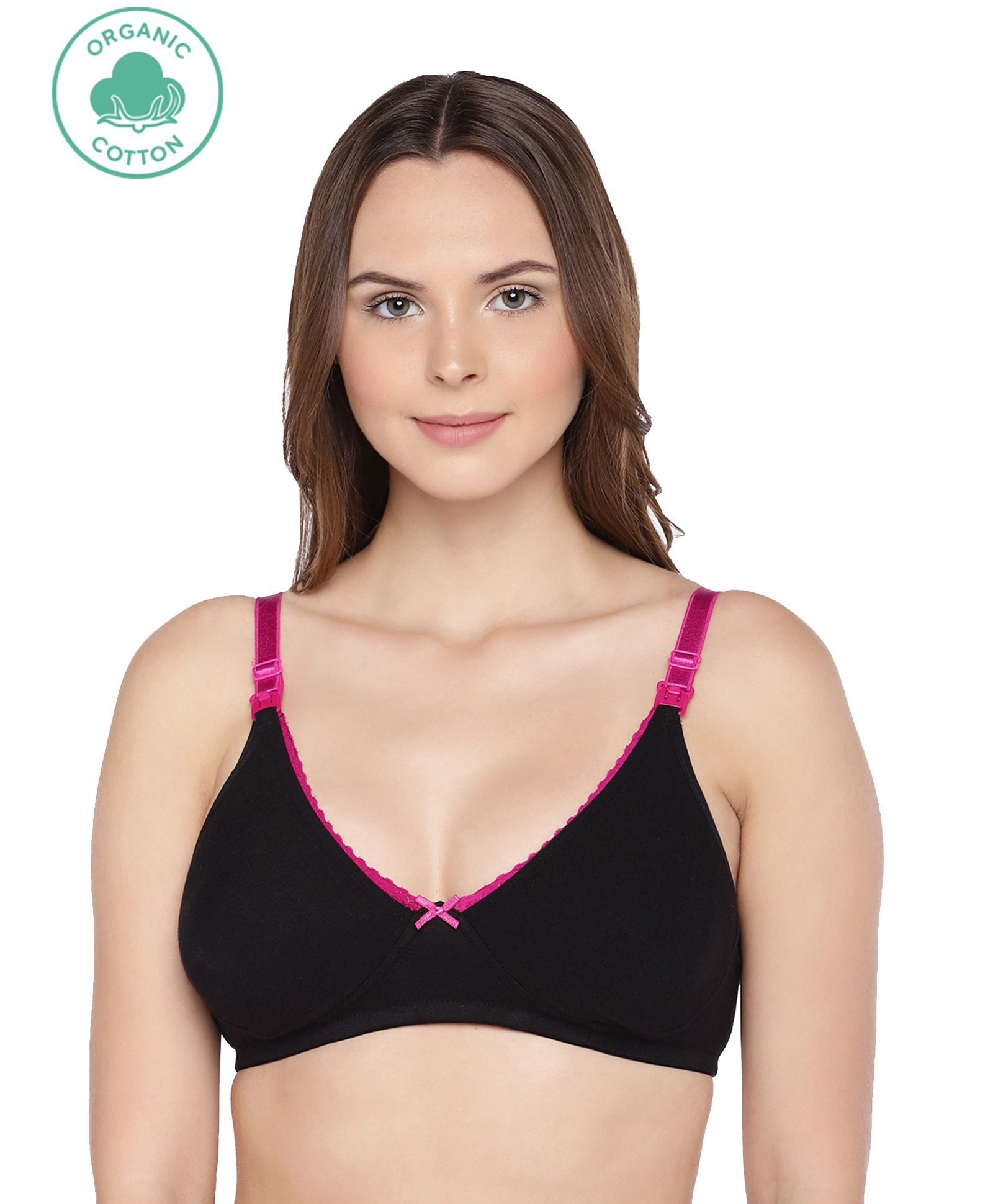 Buy Inner Sense Organic Cotton Antimicrobial Soft Laced Bra - Pink online