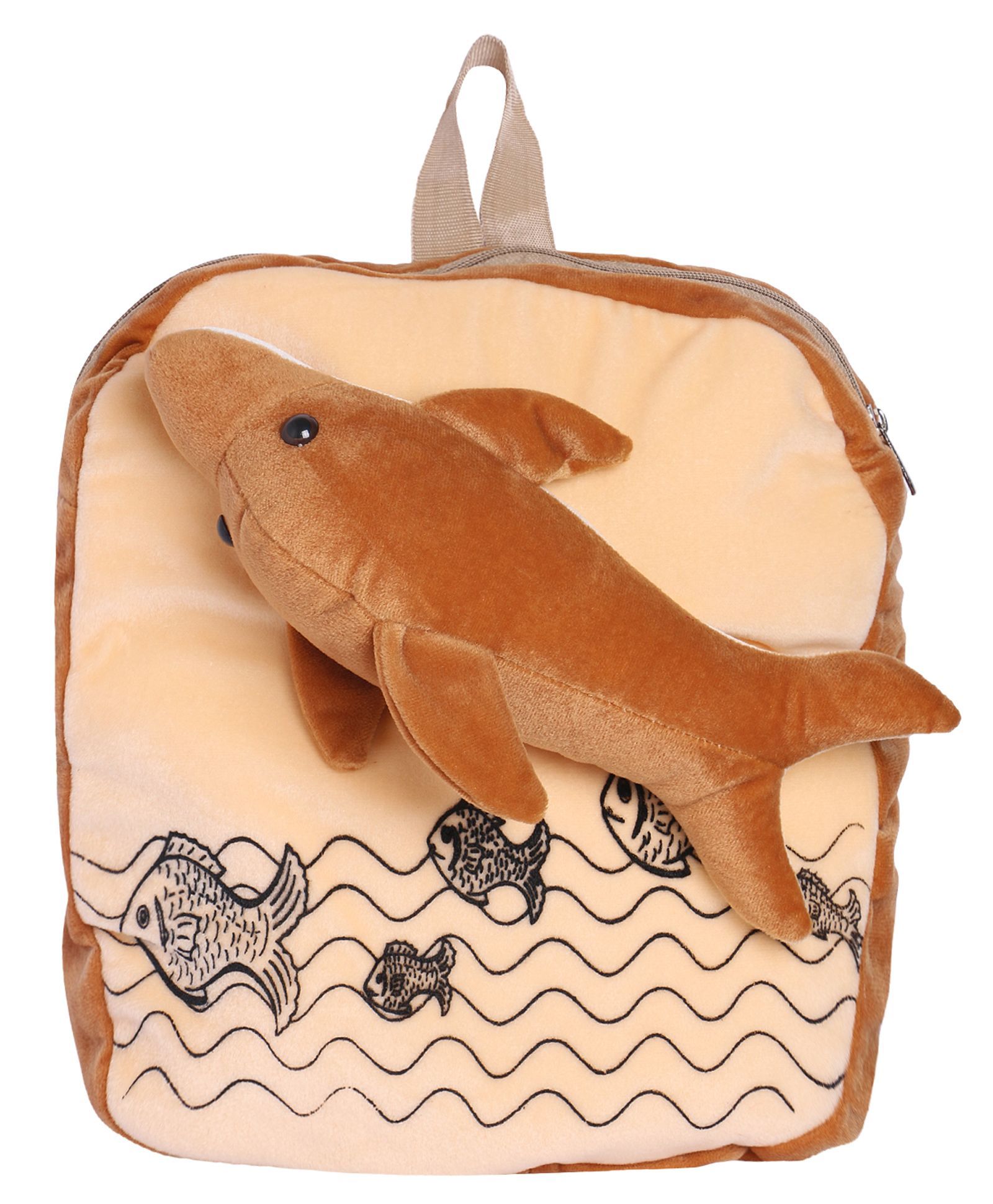 Hello Toys Soft Bag With Dolphine Soft Toy Brown - 14 Inches