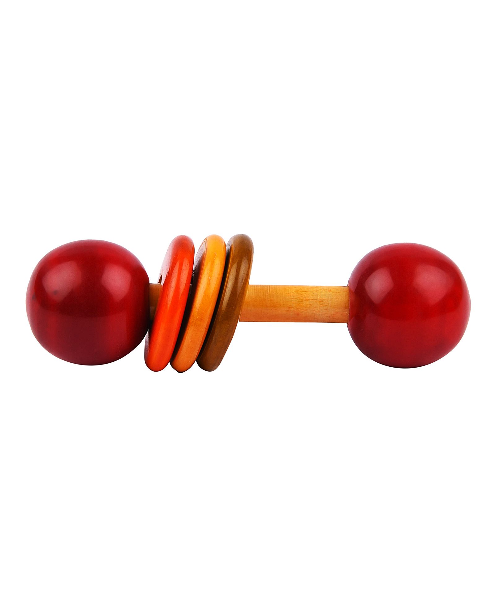 Playthings Wooden Dumbbell Rattle - Multicolor