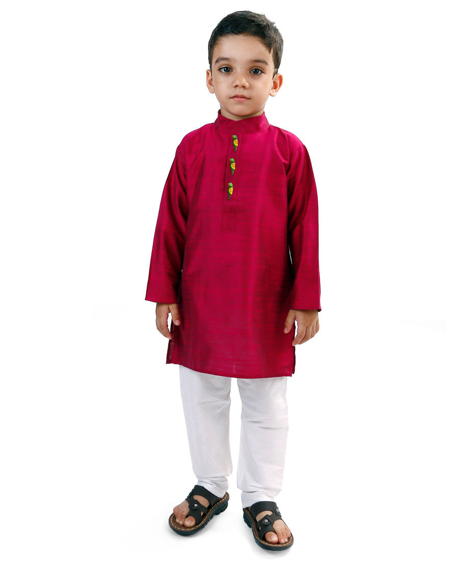 Raghav Kurta & Pyjama Set - Raspberry Red