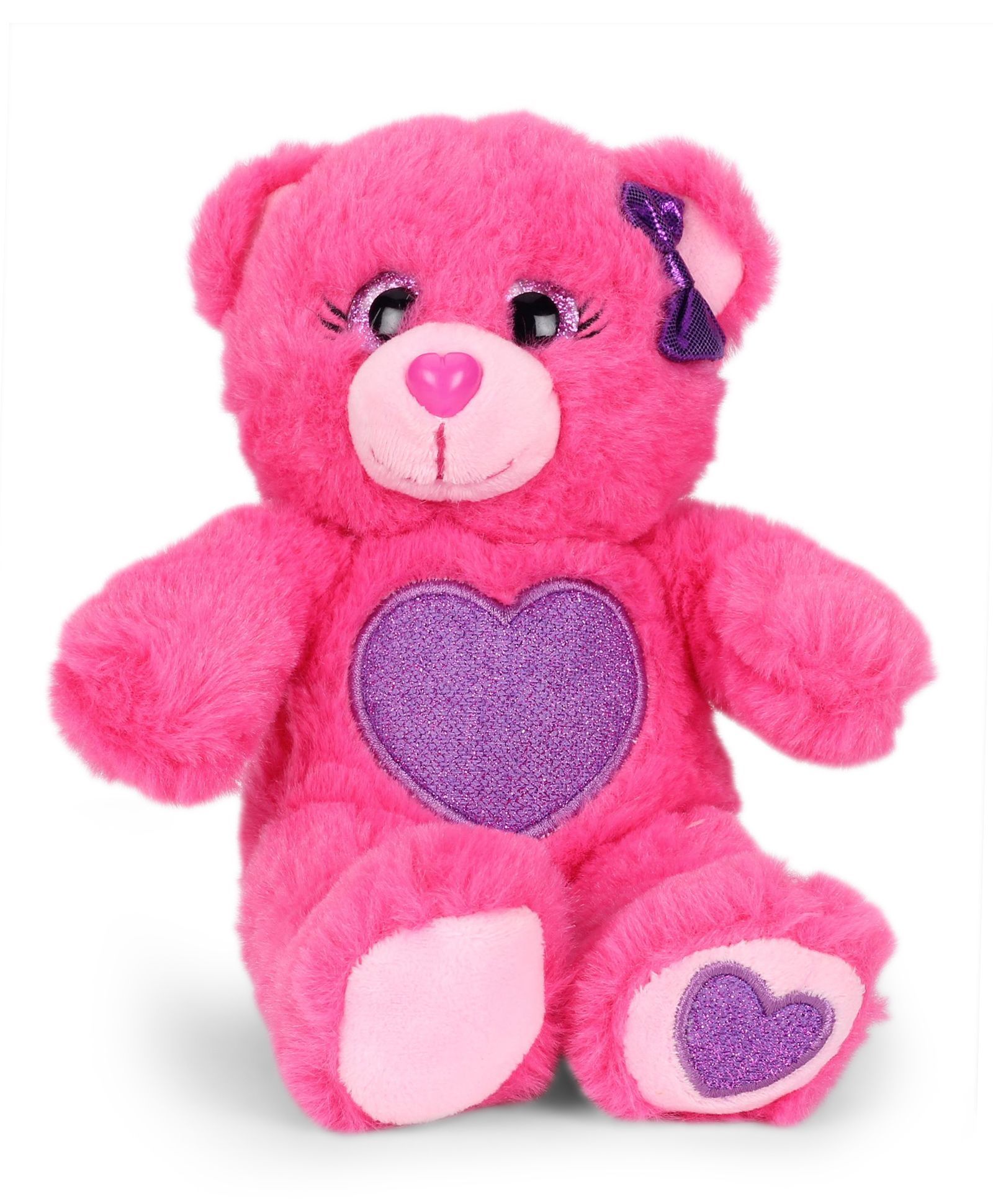 Keel Glitter Gems Bear Soft Toy With Heart Print