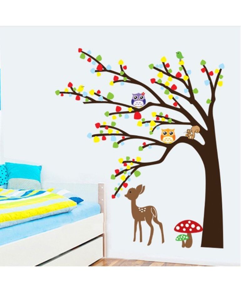 Syga Tree Owl Deer Wall Sticker Multic Buy Online In Jamaica At Desertcart - castle wall decal roblox