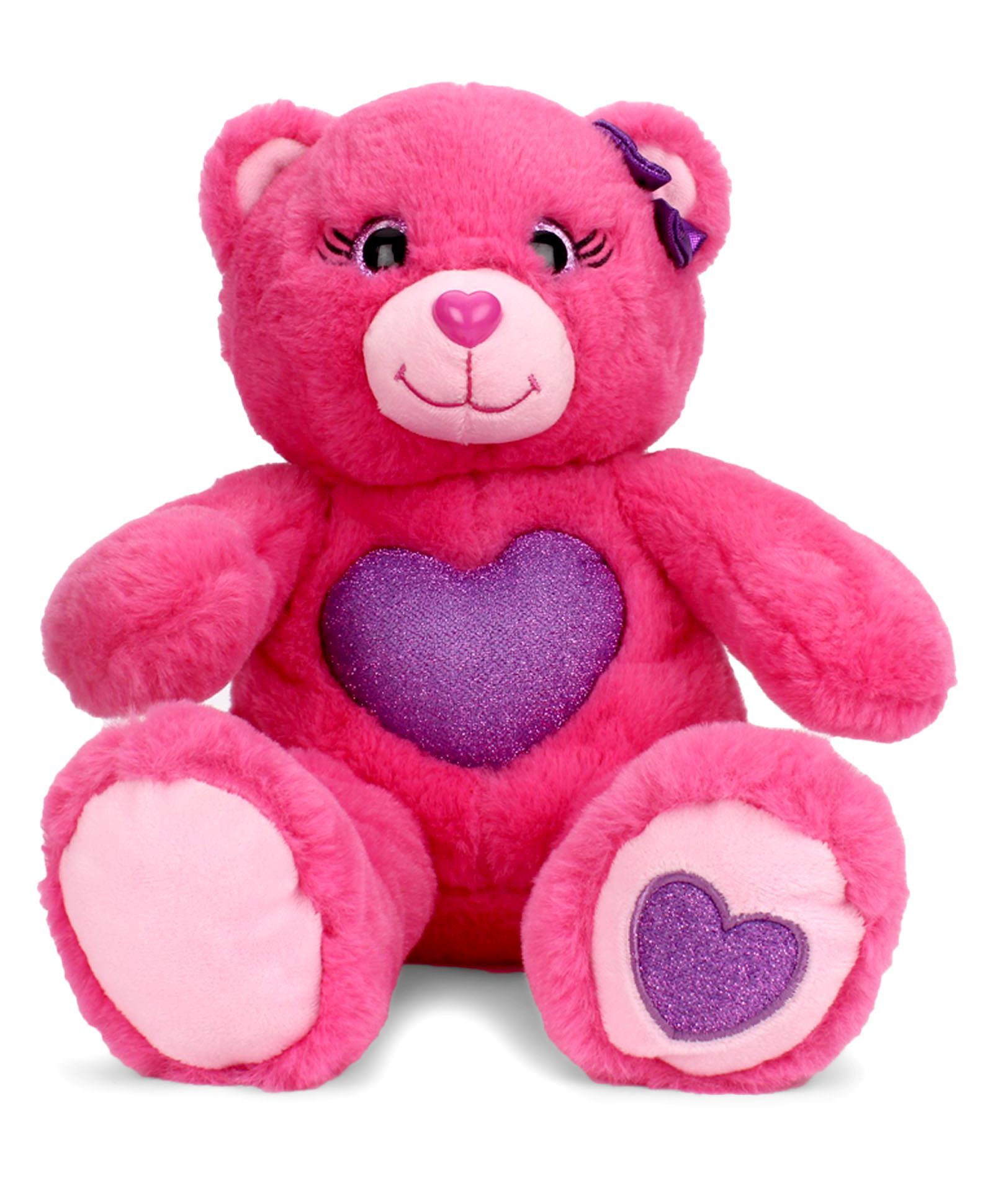 Keel Gem Bear Soft Toy With Glitter Heart Pink - Height 25 cm