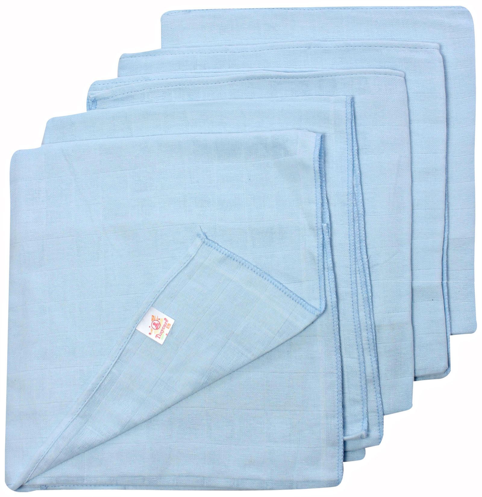 Tinycare Square Cloth Baby Nappy Blue Large - Set of 5